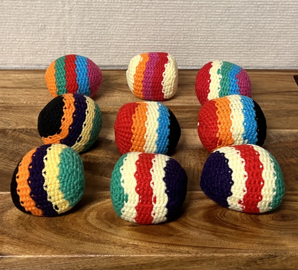 Handwoven Multi-Color Crochet Hacky Sack Footbag | Kick Ball Juggling Toy